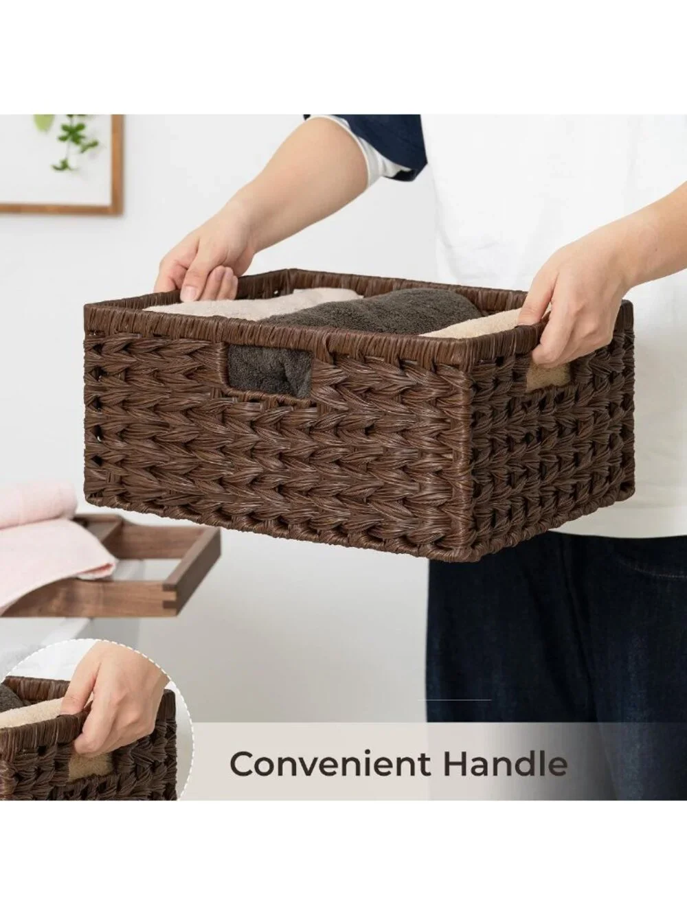 Stylish Waterproof Wicker Storage Baskets for Organizing Shelves & Pantry
